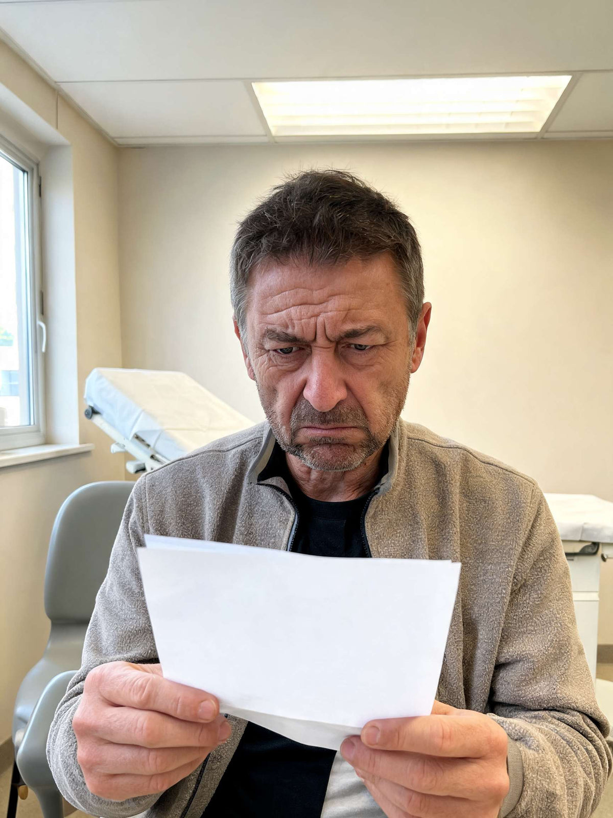 Man reading a prescription